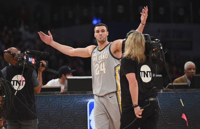 Larry Nance Jr. competiting in the Slam Dunk Contest.
