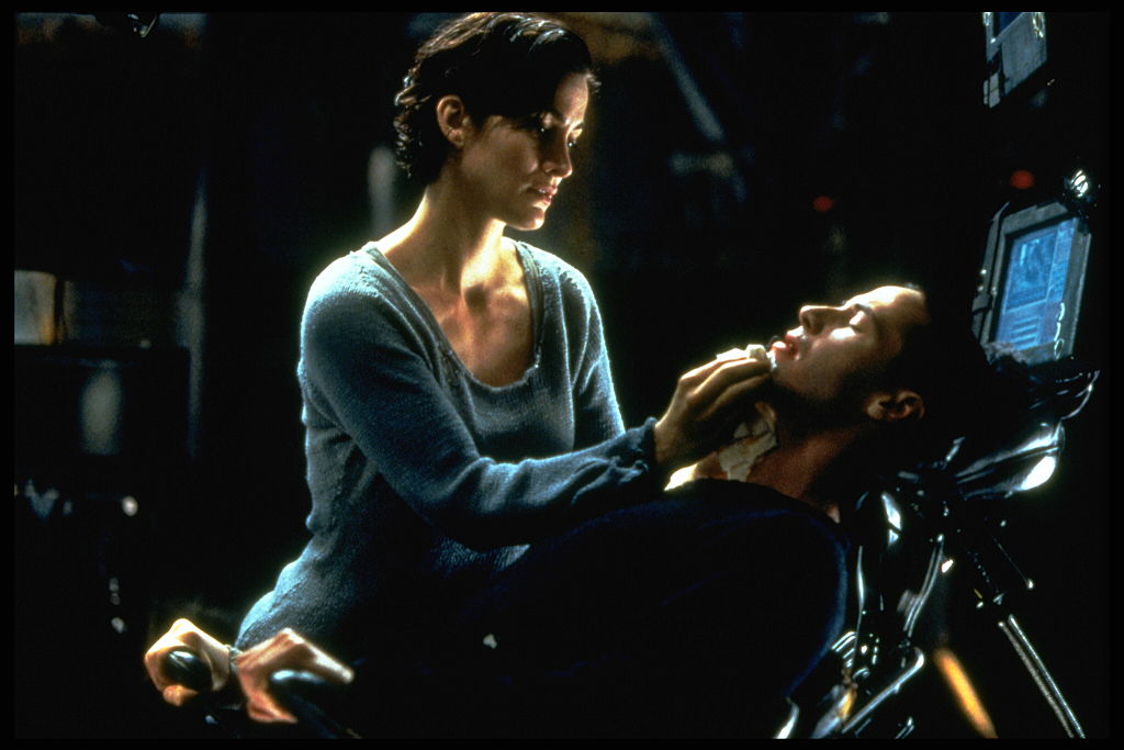 Carrie Anne Moss and Keanu Reeves in The Matrix