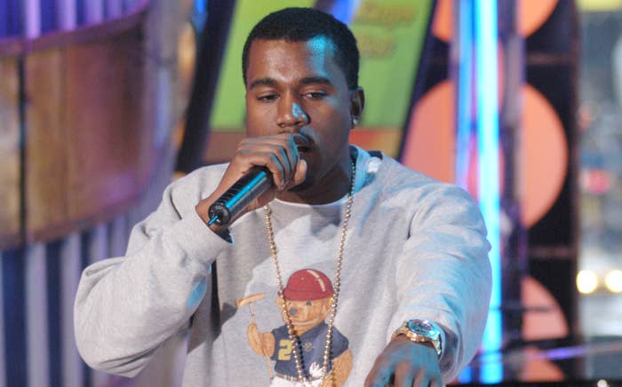 Kanye West performs at MTV&#x27;s &#x27;TRL&#x27; in 2004