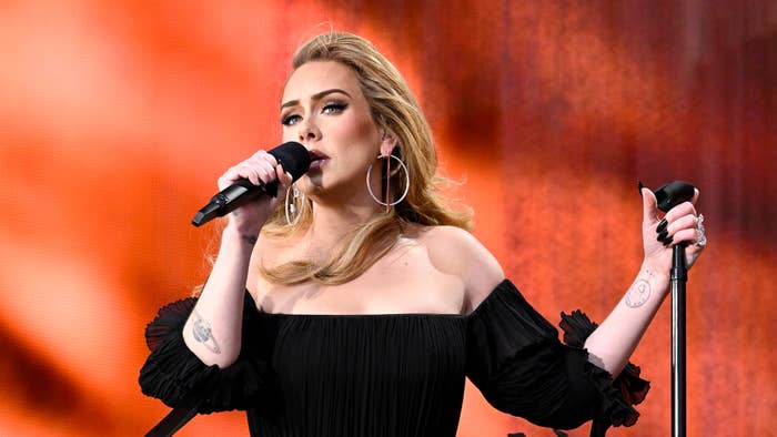 Adele performs on stage as American Express present BST Hyde Park in Hyde Park