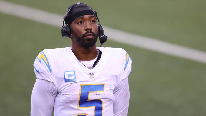 Quarterback Tyrod Taylor #5 of the Los Angeles Chargers