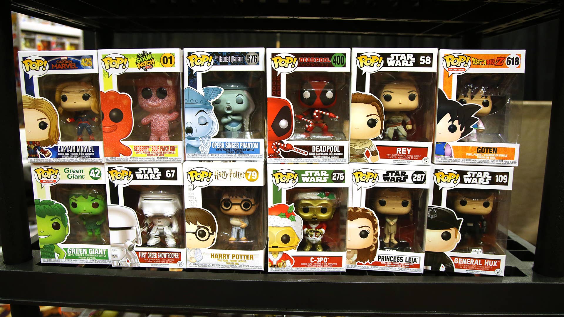 Funko Pop vinyl figures are displayed during ToyCon 2020