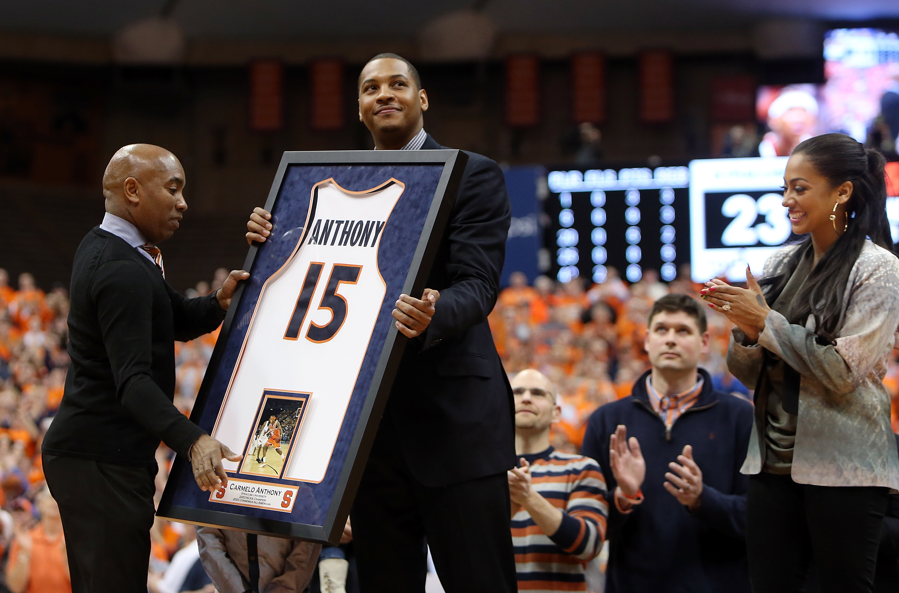 Carmelo Anthony Syracuse Jersey Retired 2013 Getty