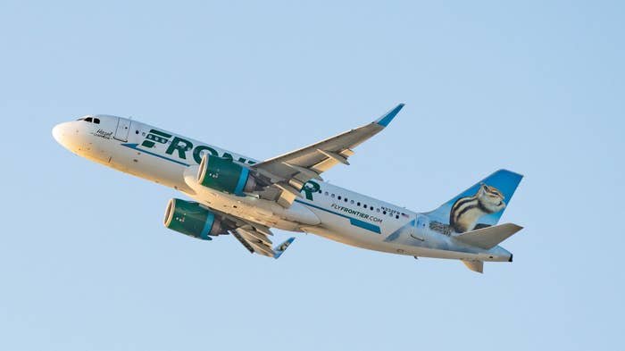 Frontier Airlines Airbus A320 takes off from Los Angeles
