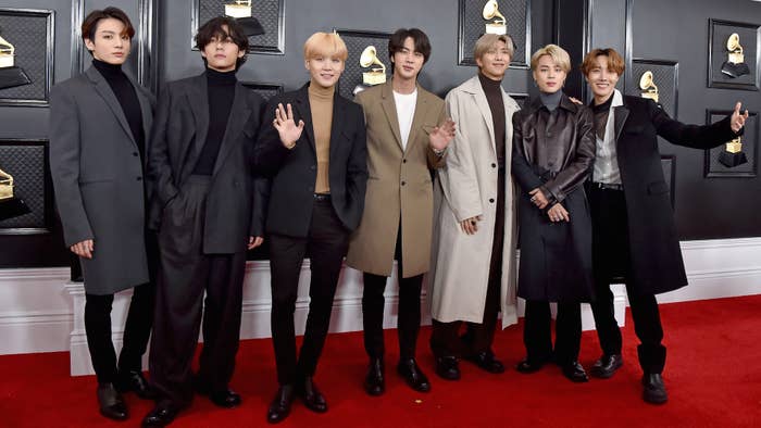 Music group BTS attend the 62nd Annual GRAMMY Awards