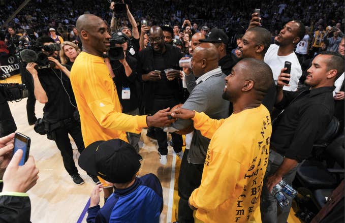 Kanye West greets Kobe Bryant