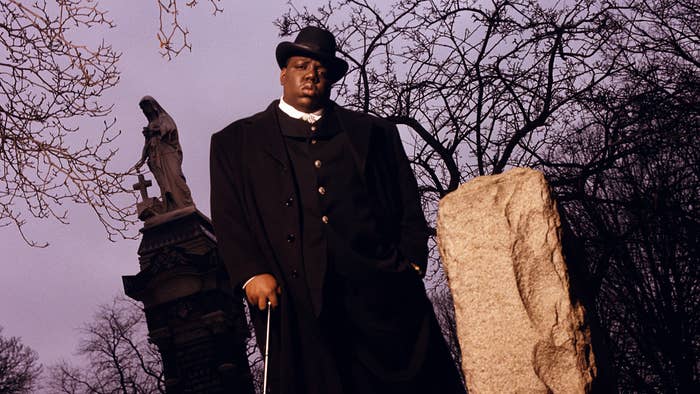 The Notorious B.I.G. is pictured outside