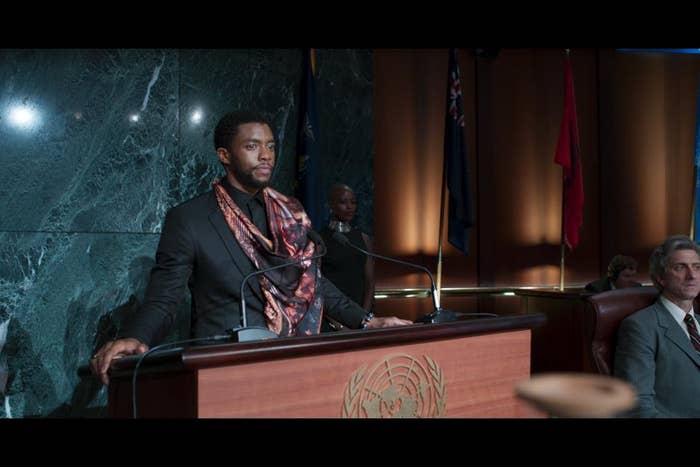 T&#x27;Challa speaks in front of U.N. during &#x27;Black Panther&#x27;