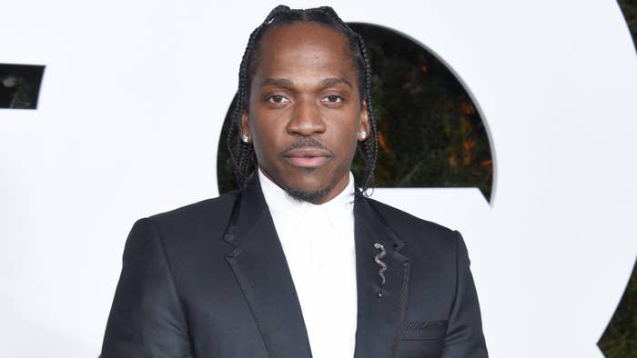 Pusha T is pictured on the red carpet