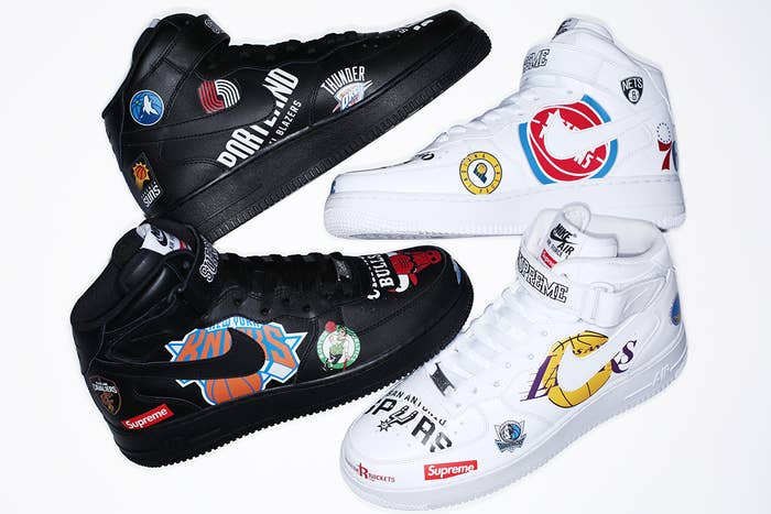 Supreme x Nike x NBA Air Force 1 Mid &#x27;White&#x27; AQ8017 100 &#x27;Black&#x27; AQ8017 001