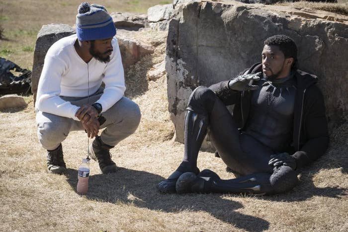 Ryan Coogler and Chadwick Boseman on the set of &#x27;Black Panther&#x27;