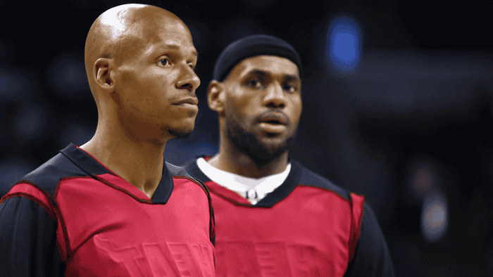 Ray Allen and LeBron James back in their Heat days.