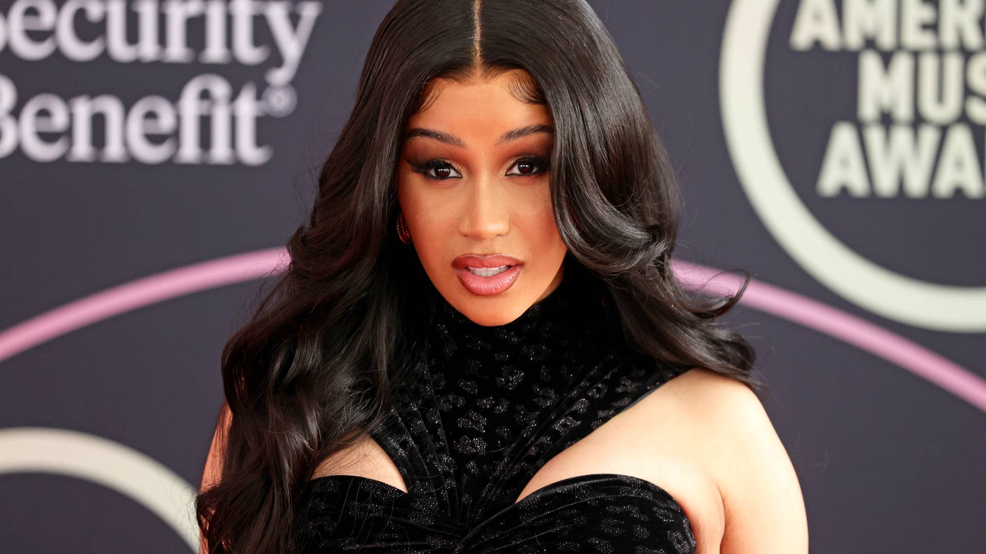 Cardi B attends the 2021 American Music Awards Red Carpet.