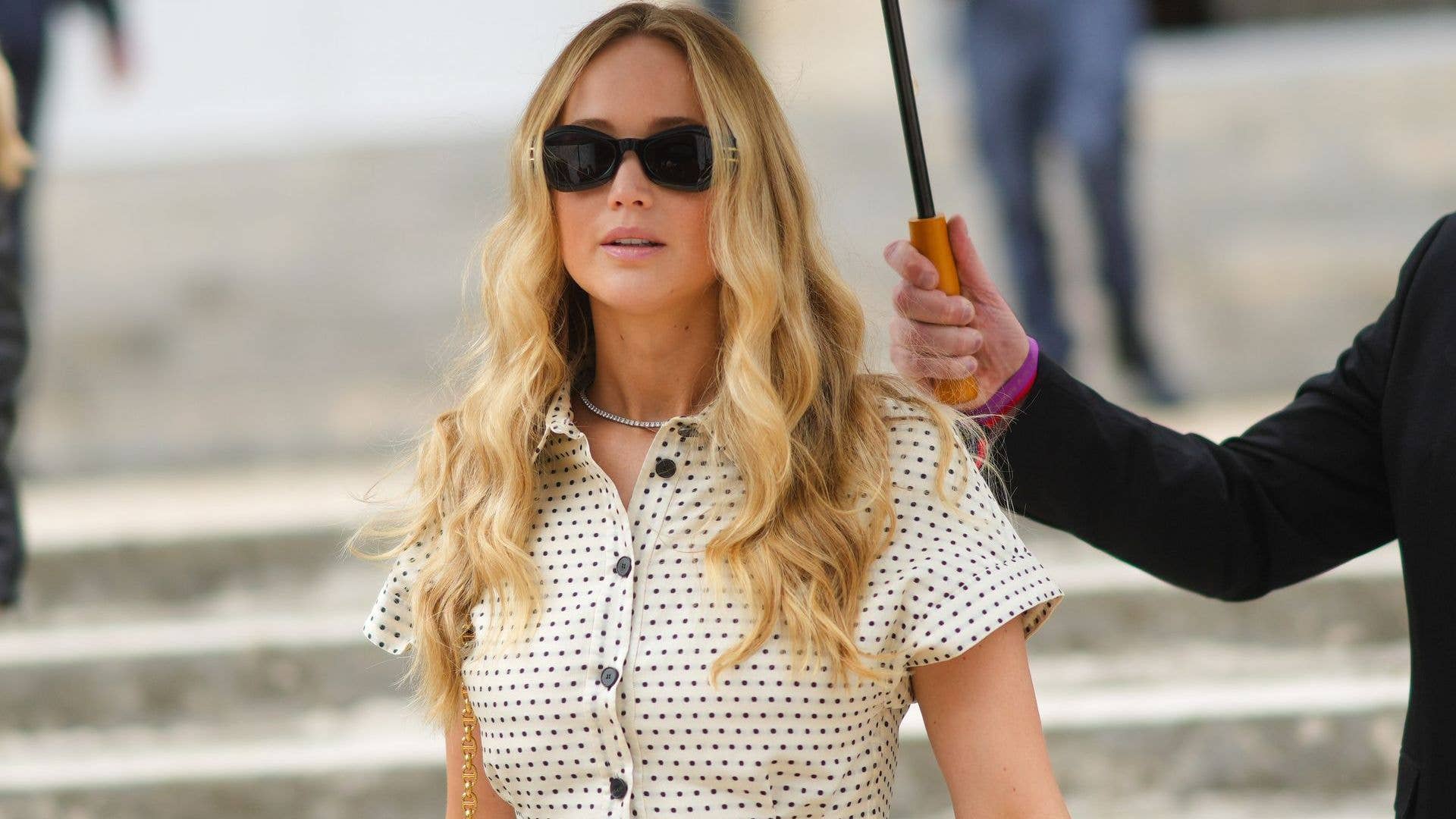 Jennifer Lawrence spotted outside Dior, during Paris Fashion Week