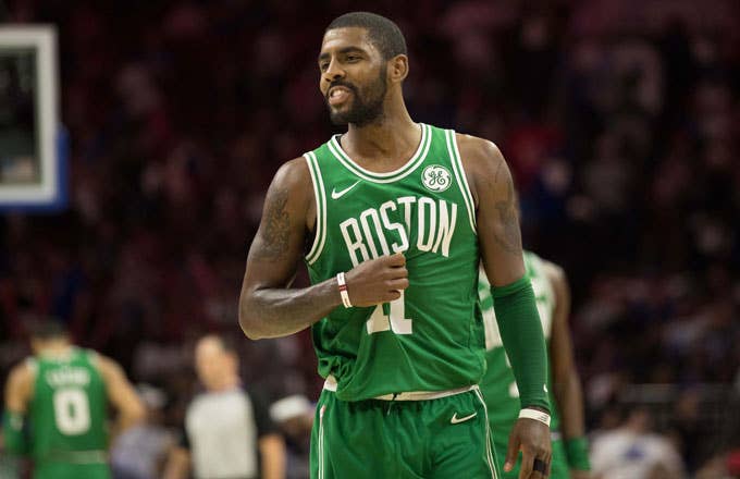 Kyrie Irving in the closing minutes of the Celtics/76ers game.