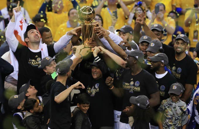 The Warriors celebrate their 2017 NBA title.