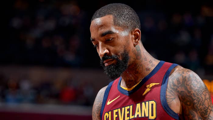 JR Smith #5 of the Cleveland Cavaliers looks on against the Indiana Pacers.