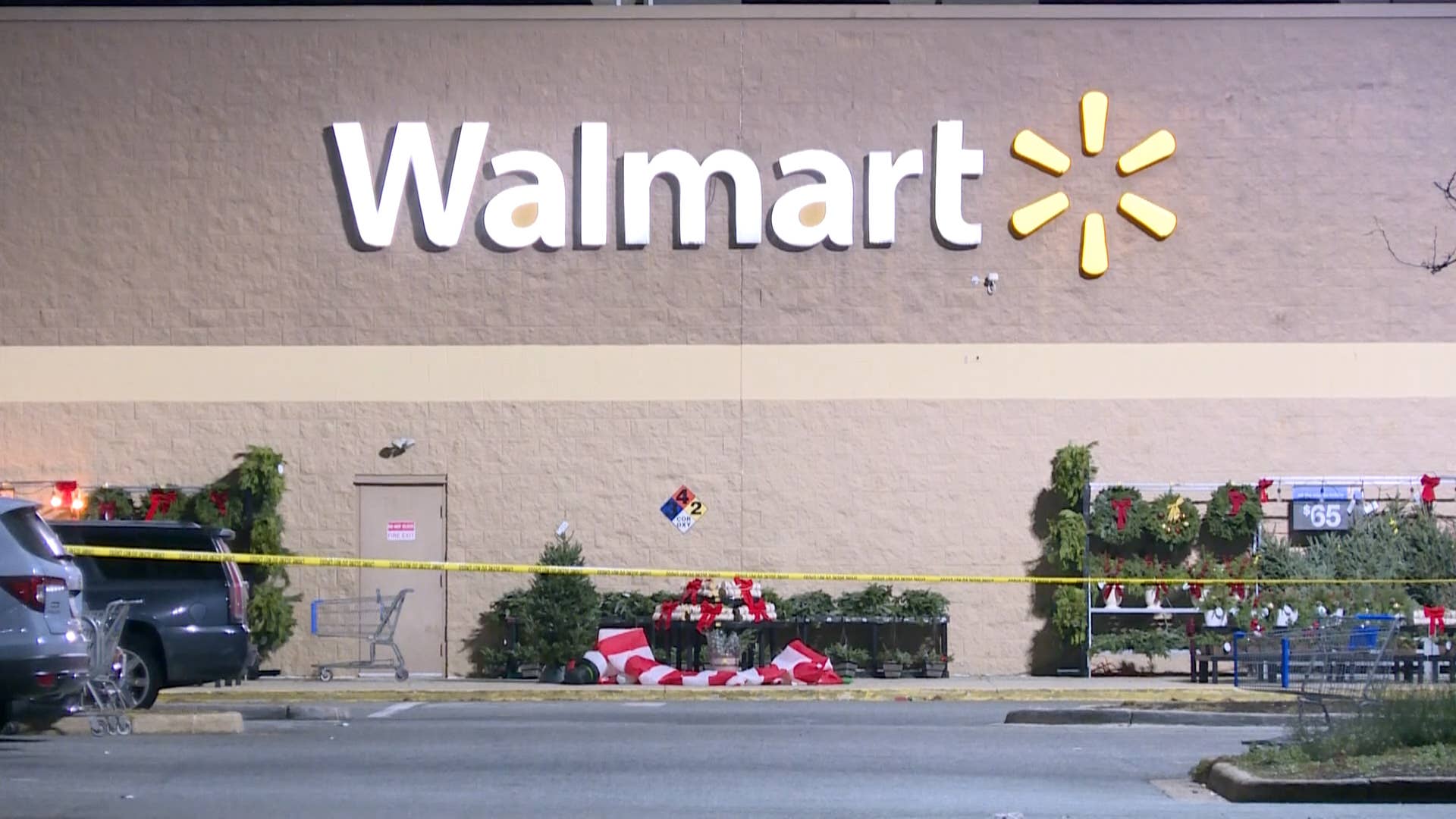 Outside of a Walmart store where a shooting occurred