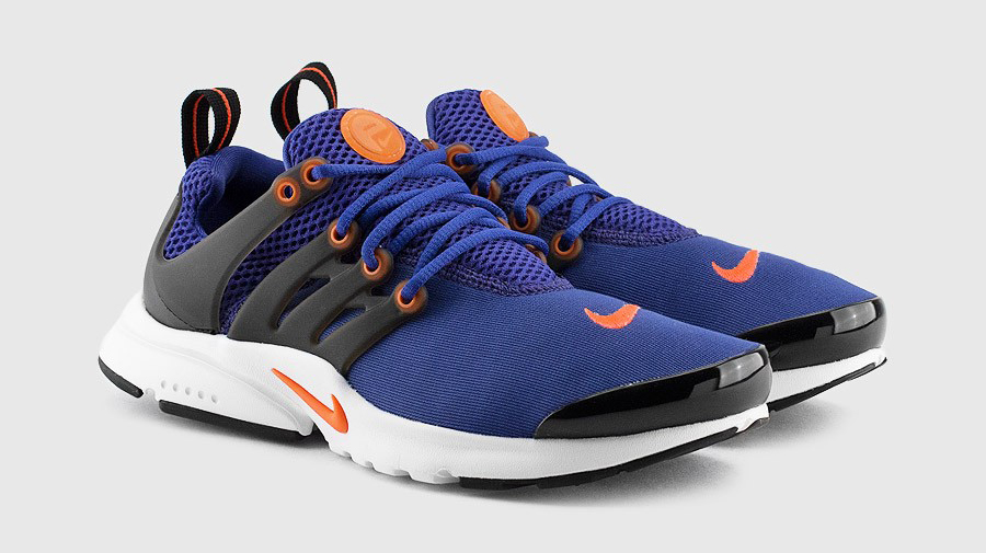 Blue and 2025 orange nike presto