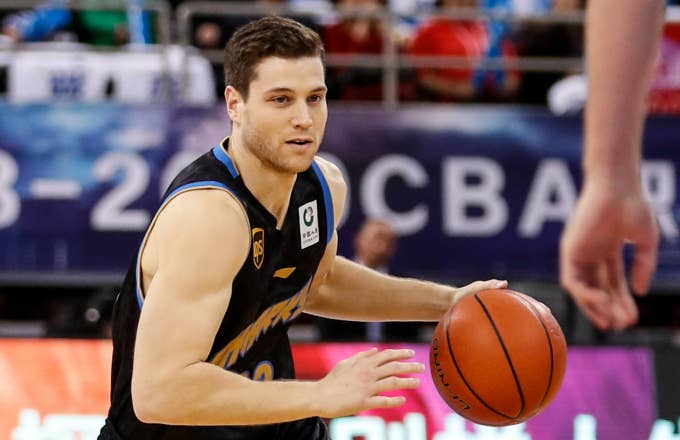 Jimmer Fredette #32 of Shanghai Sharks in action during Chinese Basketball Association