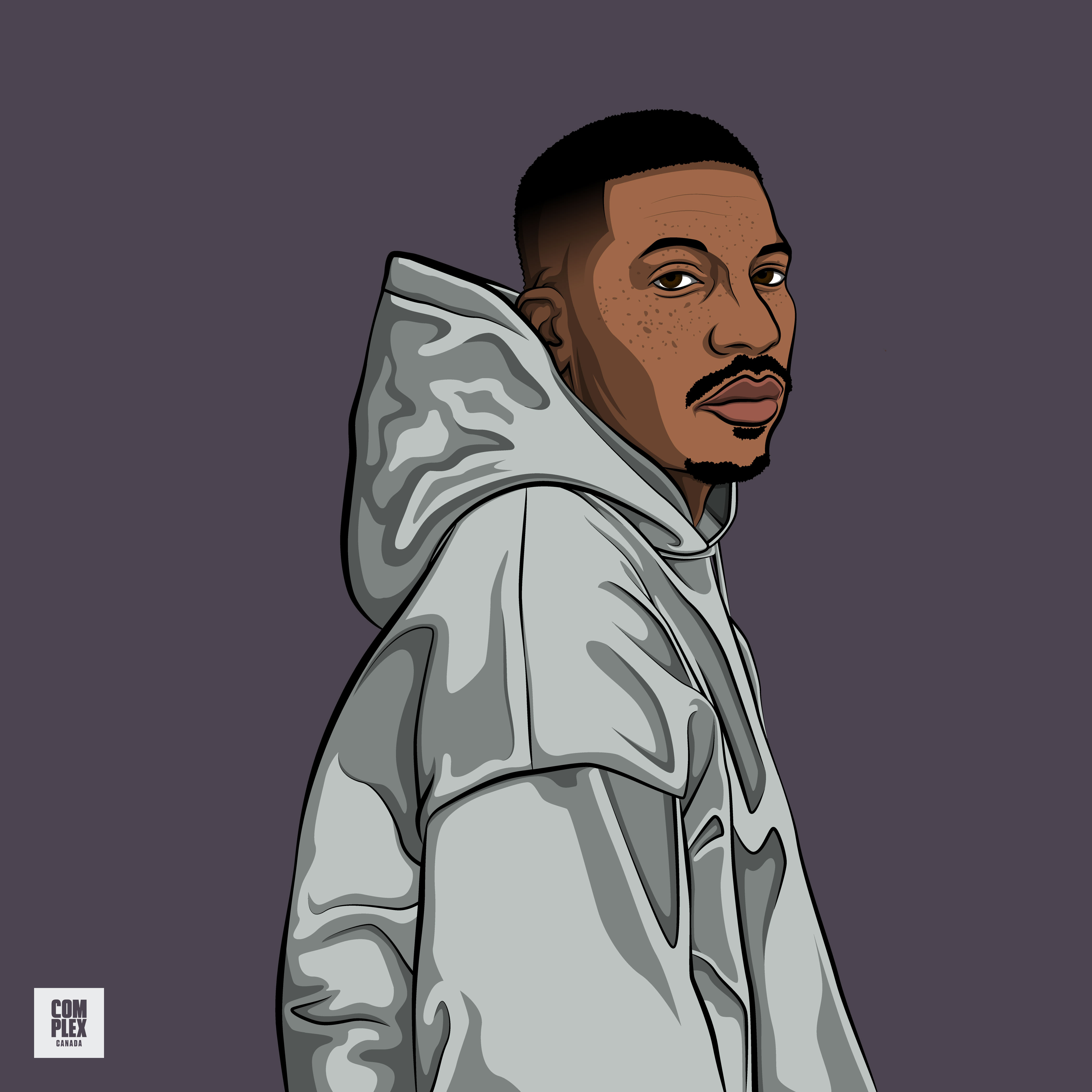 Illustration of Toronto designer Sean Brown wearing a hoodie