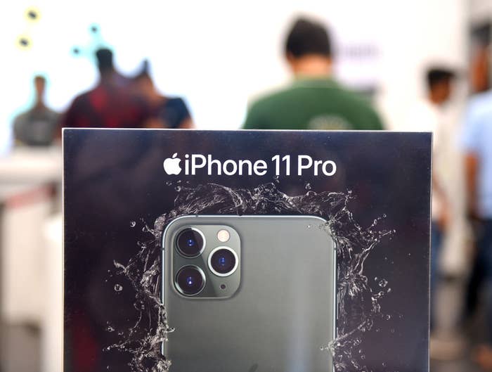 An Apple iPhone11 pro is seen on display at South City Mall in Kolkata