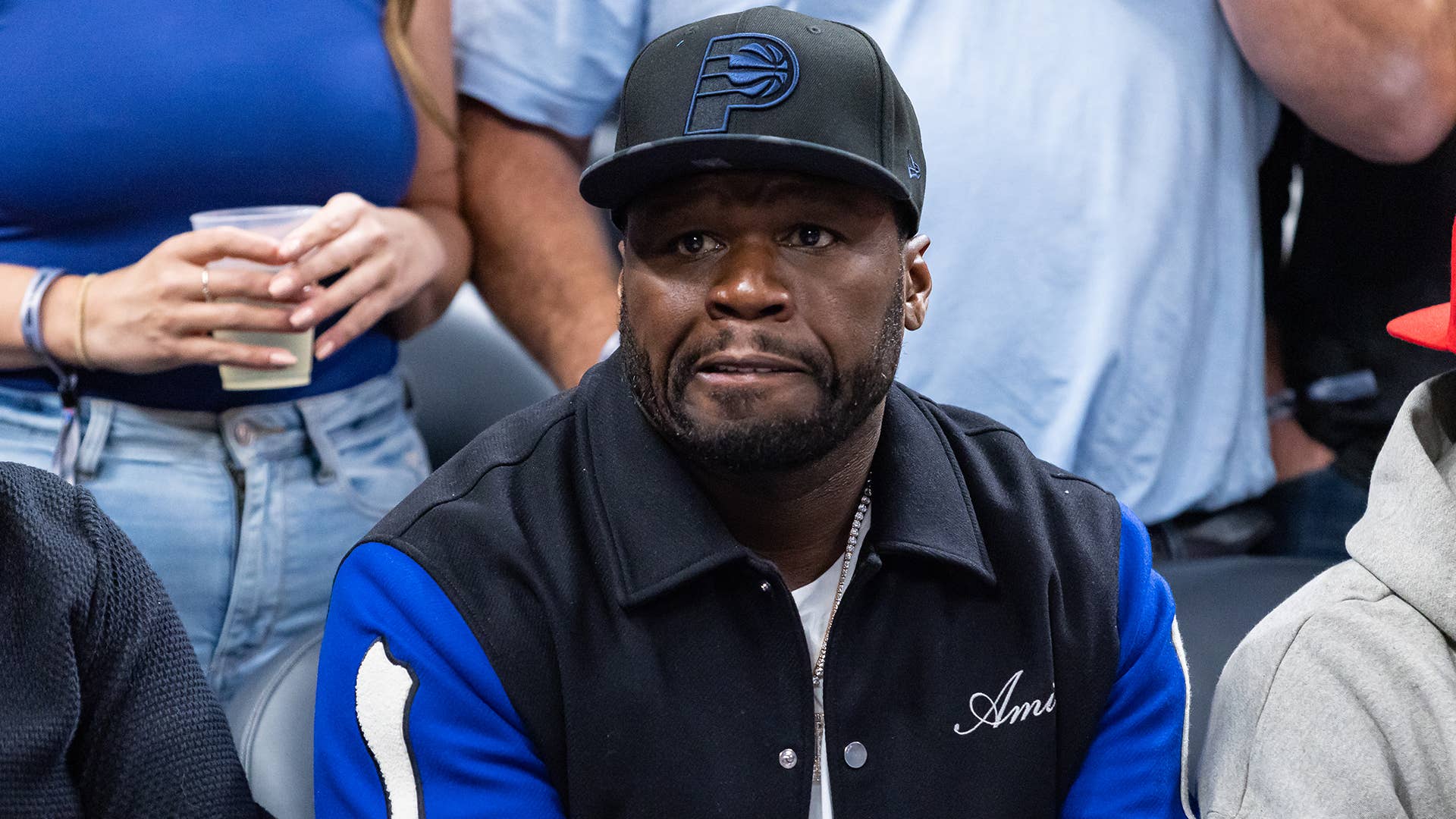 Curtis "50 Cent" Jackson is seen during a Indiana Pacers and Philadelphia 76ers game