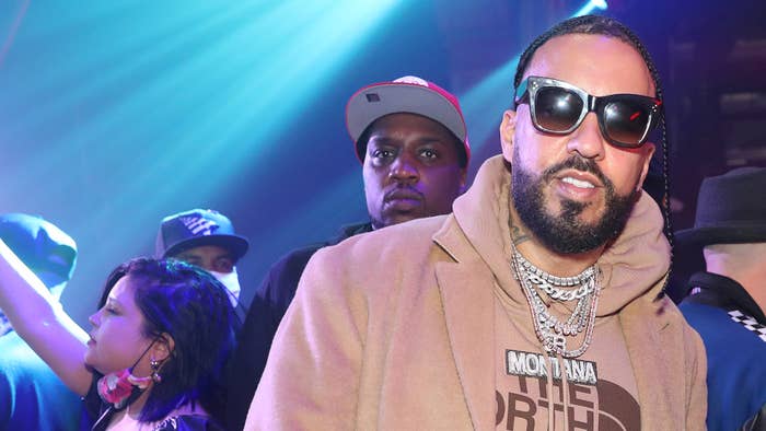 French Montana (L) and Funkmaster Flex attend The Big Game Bash