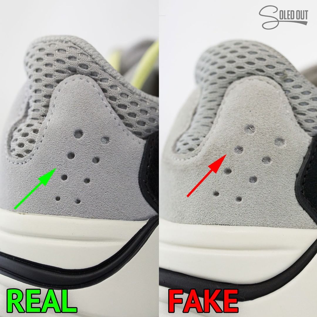 adidas yeezy boost 700 wave runner real vs fake comparison heel counter