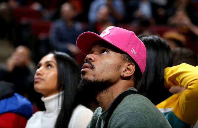 Music Artist Chance the Rapper is seen at the game