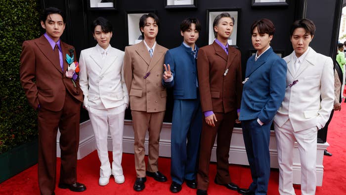 BTS arrives at THE 64TH ANNUAL GRAMMY AWARDS, broadcasting live Sunday, April 3