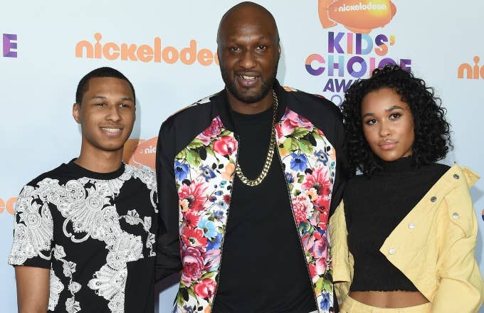 Lamar Odom with his son and daughter.