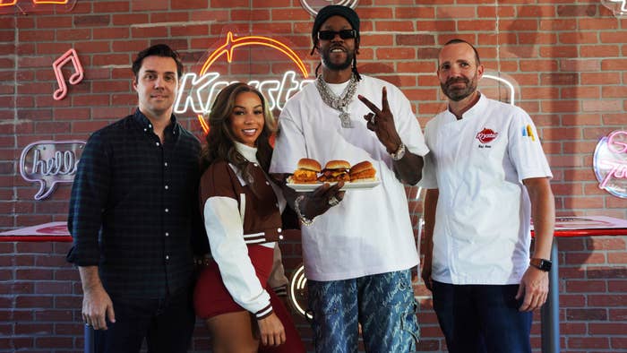 2 Chainz is pictured with the Krystal team
