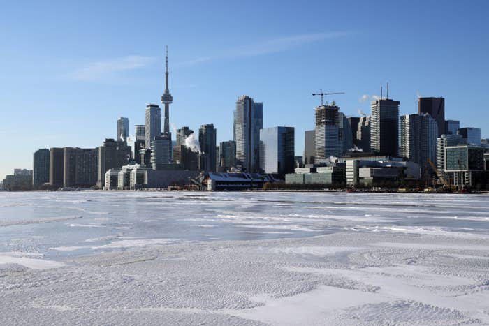 Toronto skyline in winter 2022