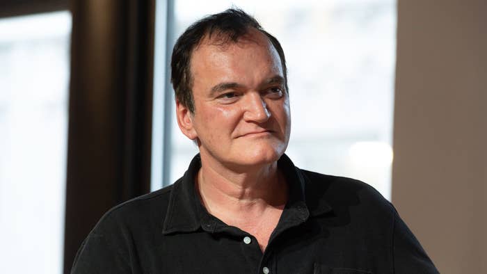 Quentin Tarantino at a panel.