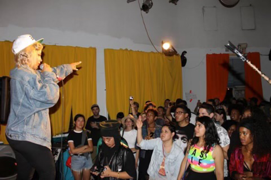 Doja Cat rapping at a cypher in Los Angeles