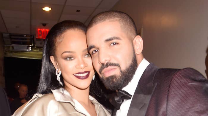 Rihanna and Drake pose backstage