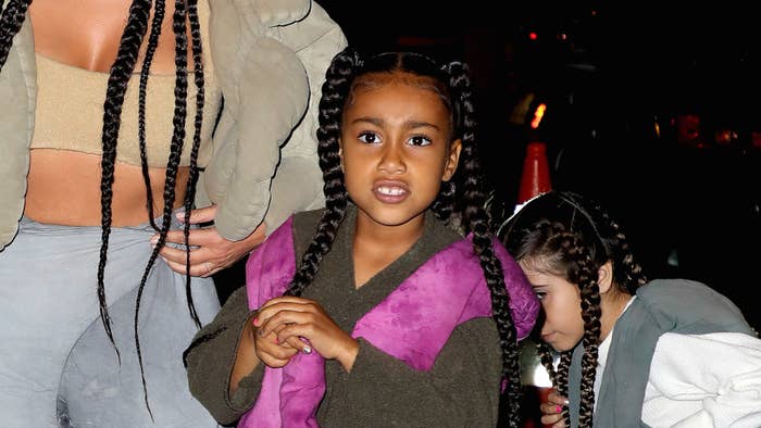 Kim Kardashian West and North West are seen arriving at a restaurant
