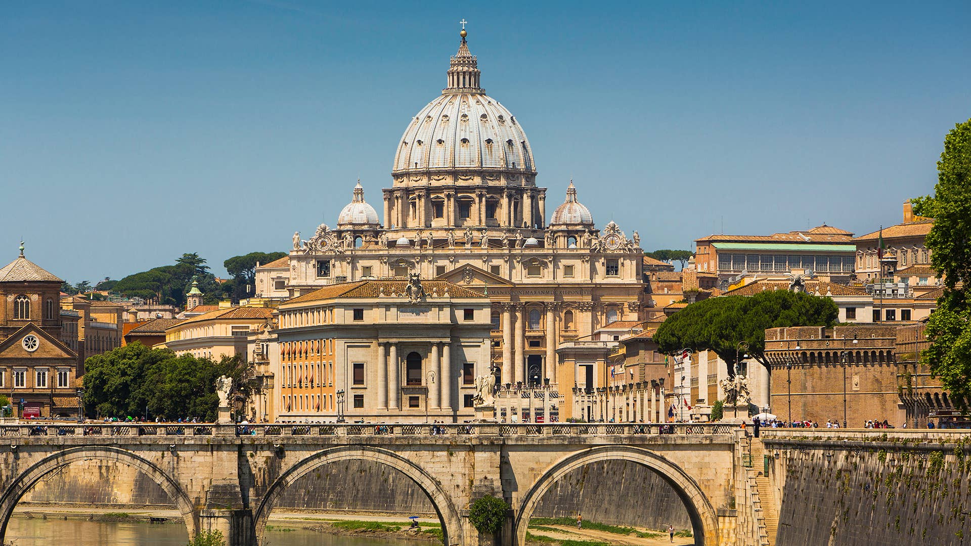 Vatican with the Tiber River and St. Peter's Basilica, Rome, Italy