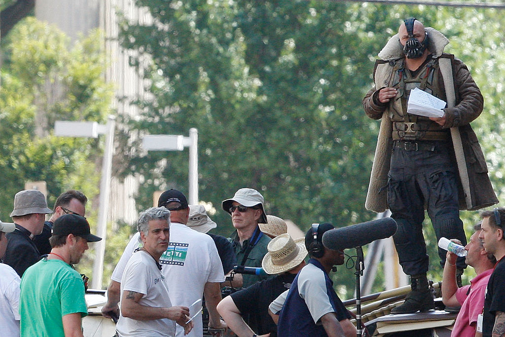 Tom Hardy on the set of The Dark Knight Rises