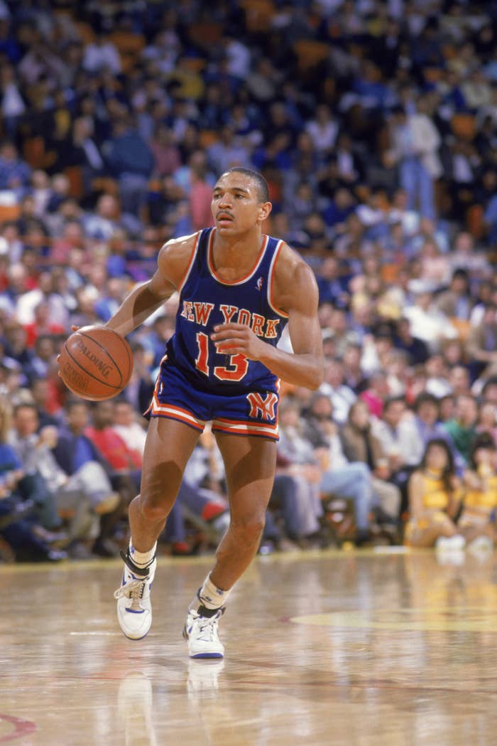 This is a photo of Mark Jackson in the 1987 season on the Knicks.