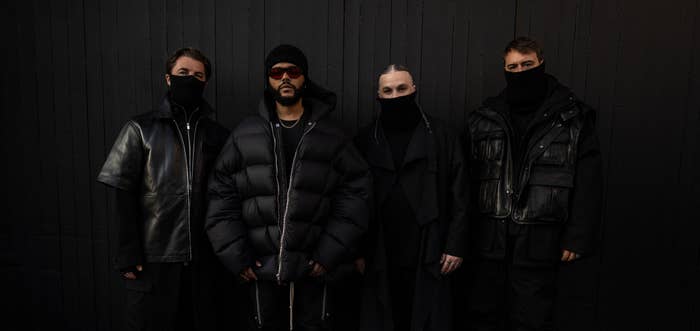 Swedish House Mafia and the Weeknd in a press photo by Luciano Picazo