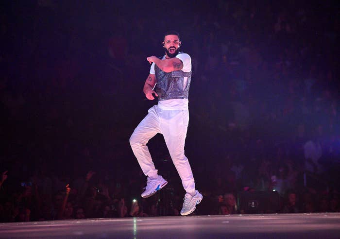 Drake performs onstage during the Final Stop of &#x27;Aubrey &amp; The three Amigos Tour&#x27; at State Farm Arena