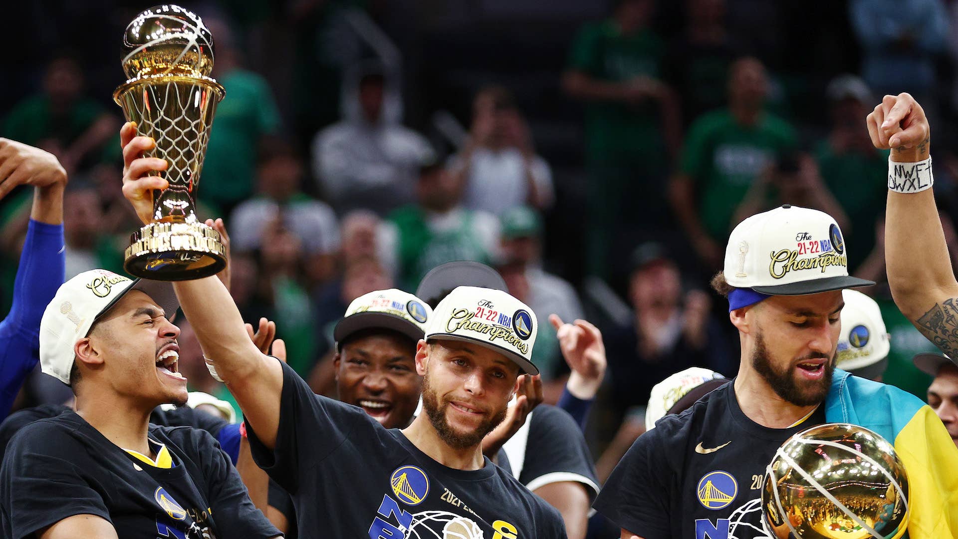 The Bill Russell NBA Finals MVP Trophy is photographed on June 10