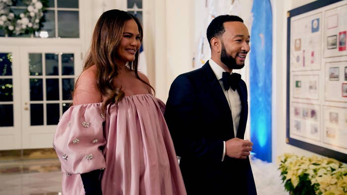 John Legend and Chrissy Teigen arrive for the White House