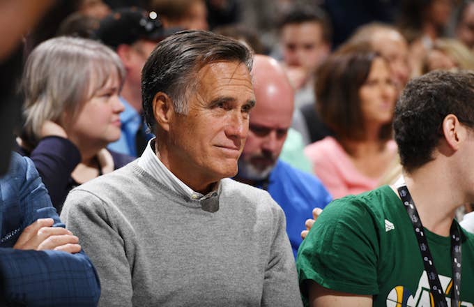 This is Mitt Romney at a Utah Jazz game.