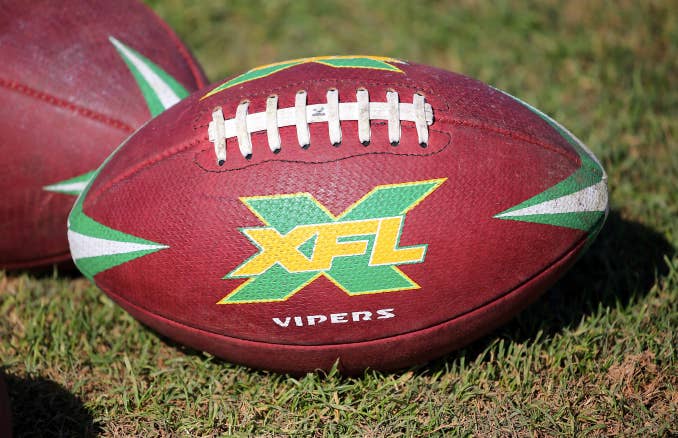 The official XFL game ball for the Tampa Bay Vipers