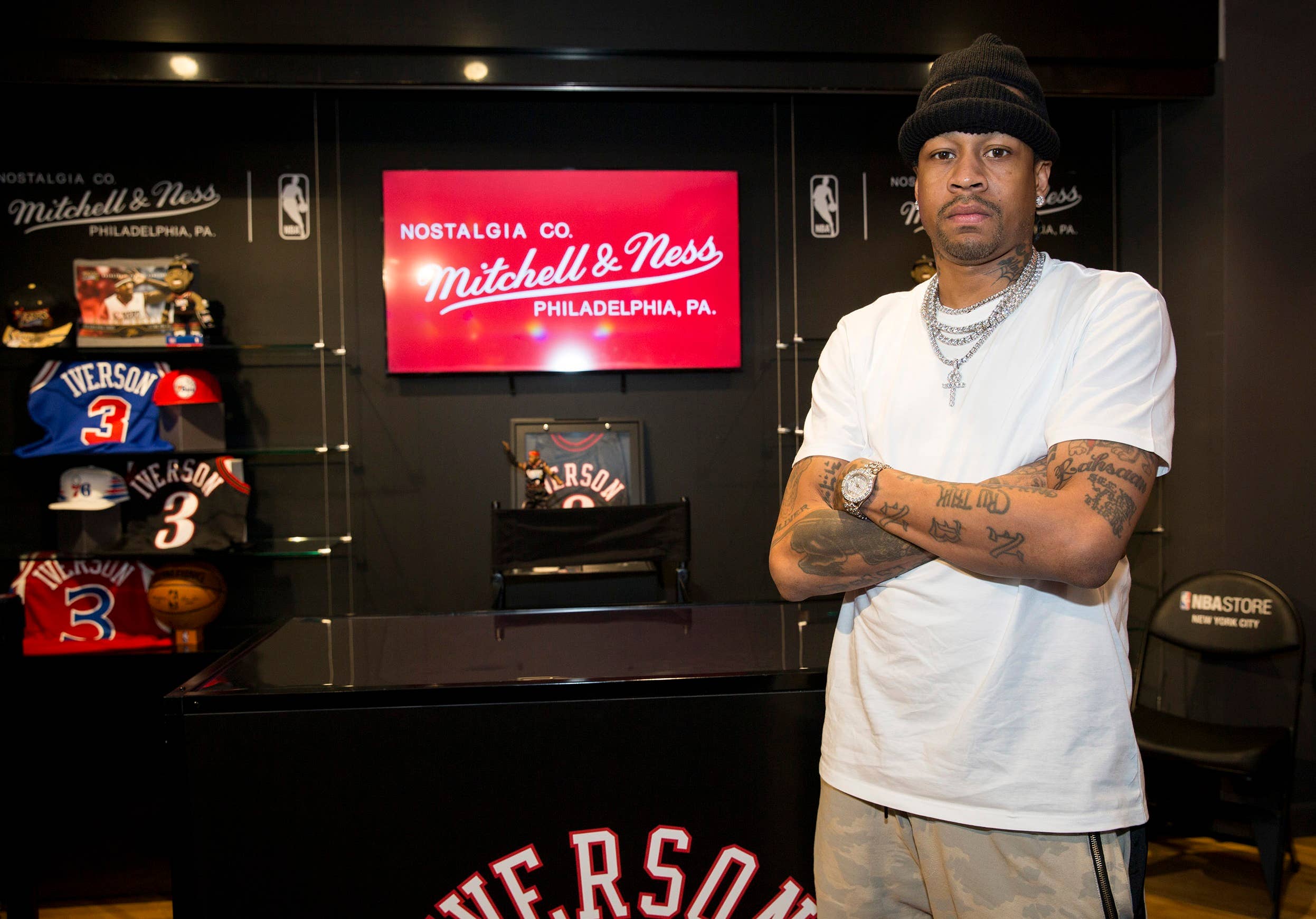 Allen Iverson at the opening of the Mitchell & Ness annex at the NBA Store in NYC.
