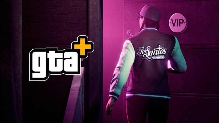 The promo image for Rockstar&#x27;s new subscription service &#x27;GTA+.&#x27;