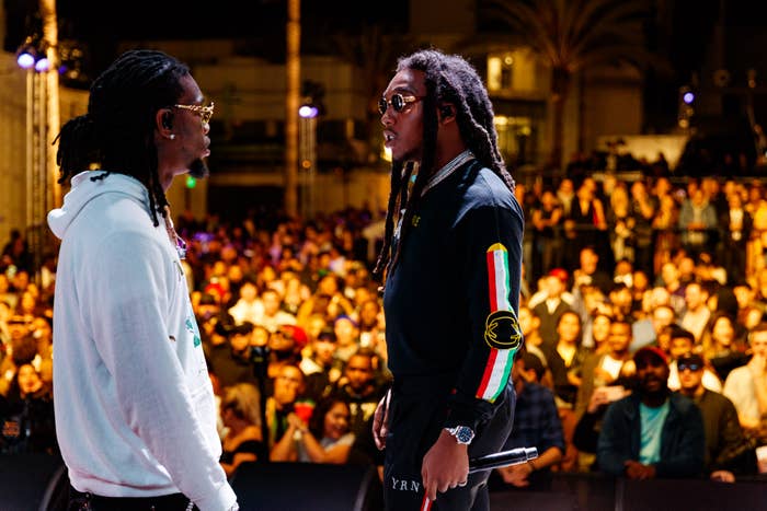 Offset and Takeoff perform onstage during &#x27;All Star Weekend Kick Off Party&#x27;